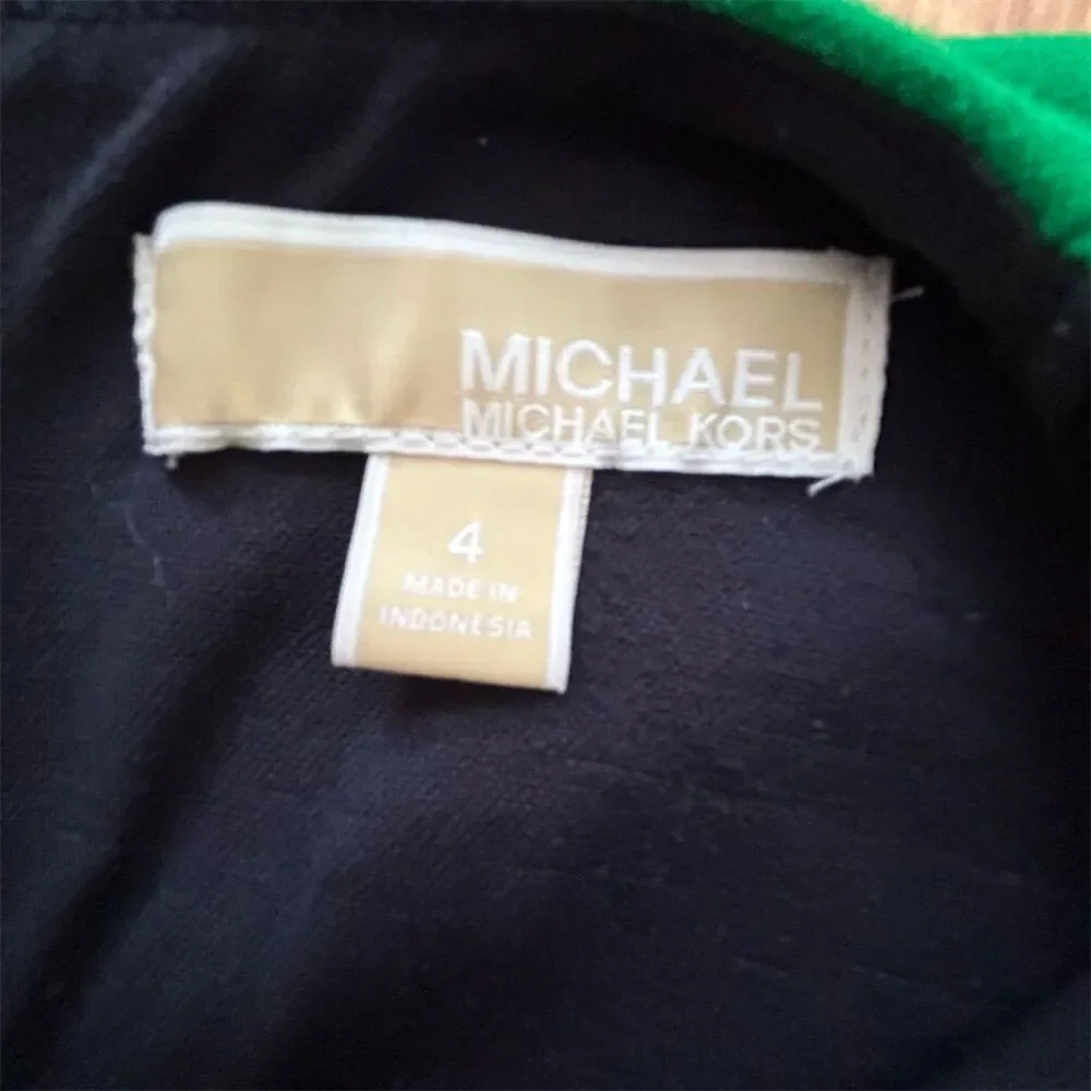 Michael Kors Women's Size 4 Green & Black Colorblock Sheath Dress - Picture 4 of 10